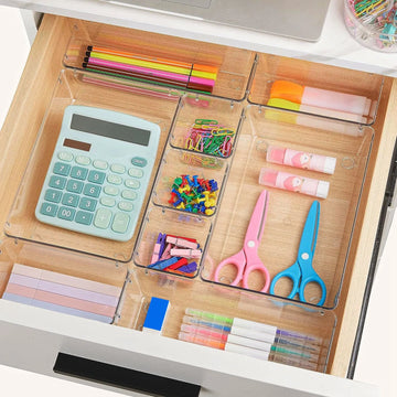 25-Piece Set Clear Plastic Drawer Organizer Set