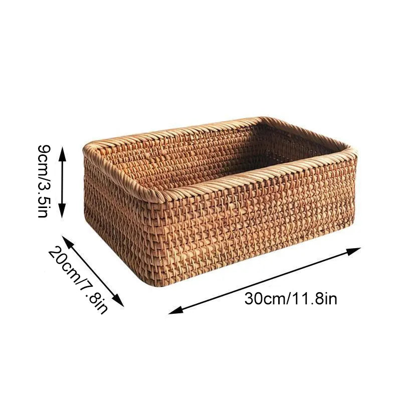 Hand-Woven Rattan Wicker Basket