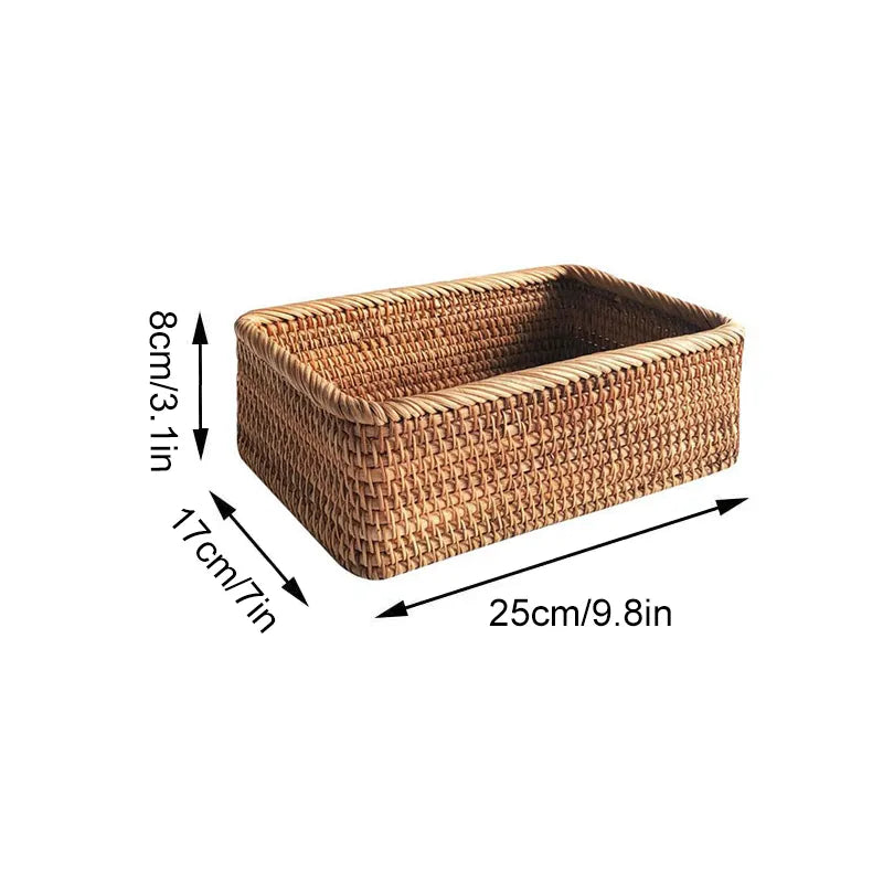 Hand-Woven Rattan Wicker Basket