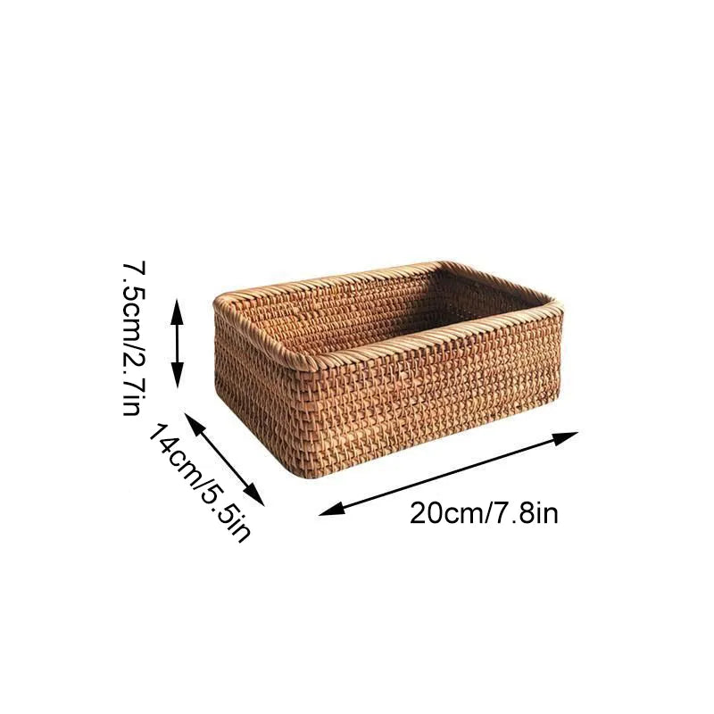 Hand-Woven Rattan Wicker Basket